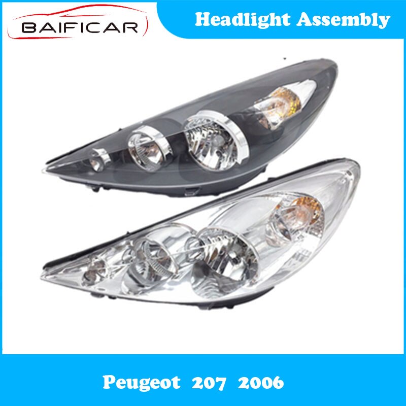 Baificar Brand New Genuine Headlight Assembly Car Head Light Cover White Black for Peugeot 207 2006