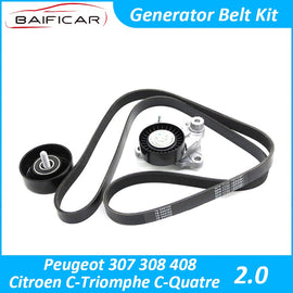 Baificar Brand New Quality Generator Belt Kit Belts Tensioner Idler Set For Peugeot 307 308 408 Citroen C-Triomphe C-Quatre 2.0