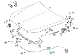 2058800159 2218800259 2518800159 1668800059 2048800159 Mercedes Benz Hood Cable