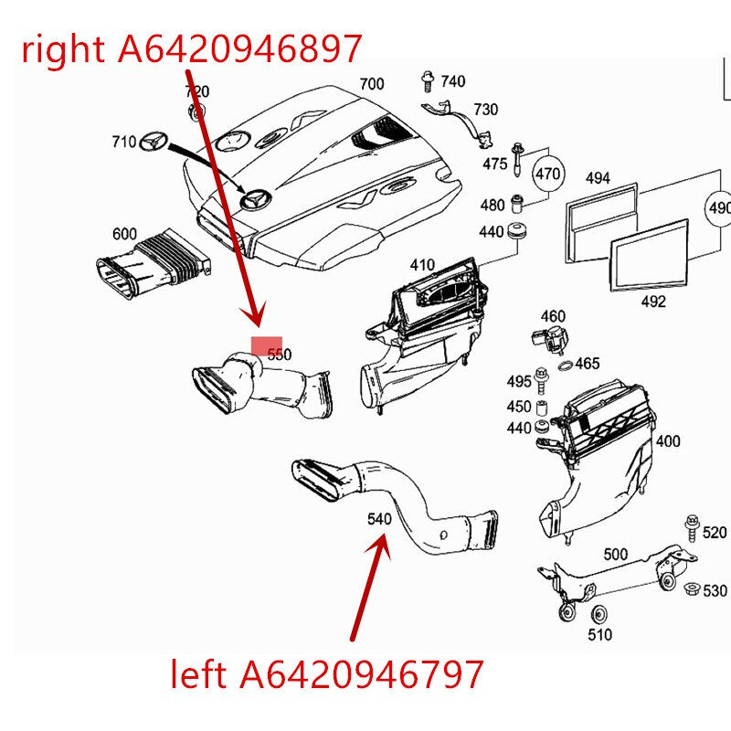 64209468897 A6420948897 6420948797 A6420948797 Mercedes Benz Air Intake Hose