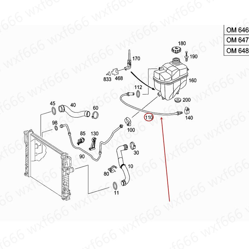 Mercedes Benz Return Pipe Expansion Tank Hose Exhaust Hose